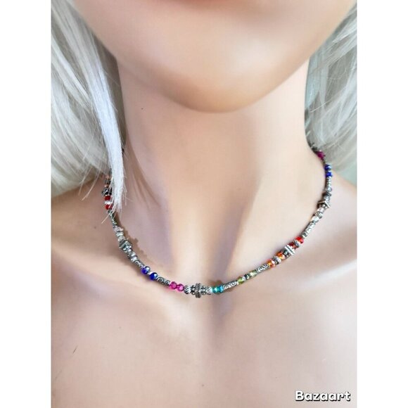 Brighton Gleam Rainbow Beaded Silver Plated Necklace - Picture 1 of 5